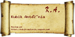 Kubik Antónia névjegykártya