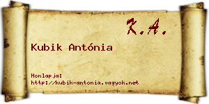 Kubik Antónia névjegykártya